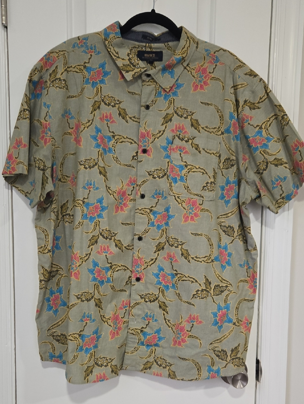 Roark Batavia Batik Button Up Shirt 2XL Floral Camp Collar Aloha